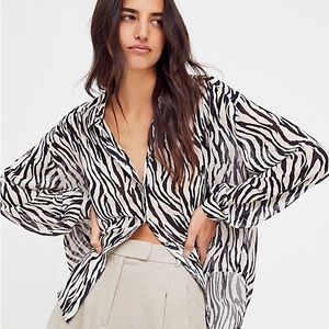 Free People Zebra Button Down